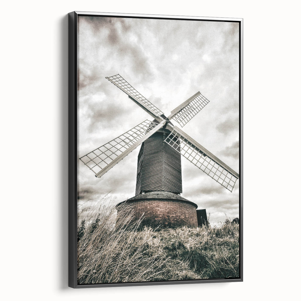 Farmhouse Wall Art – Classic Windmill with Dramatic Sky for Rustic Decor