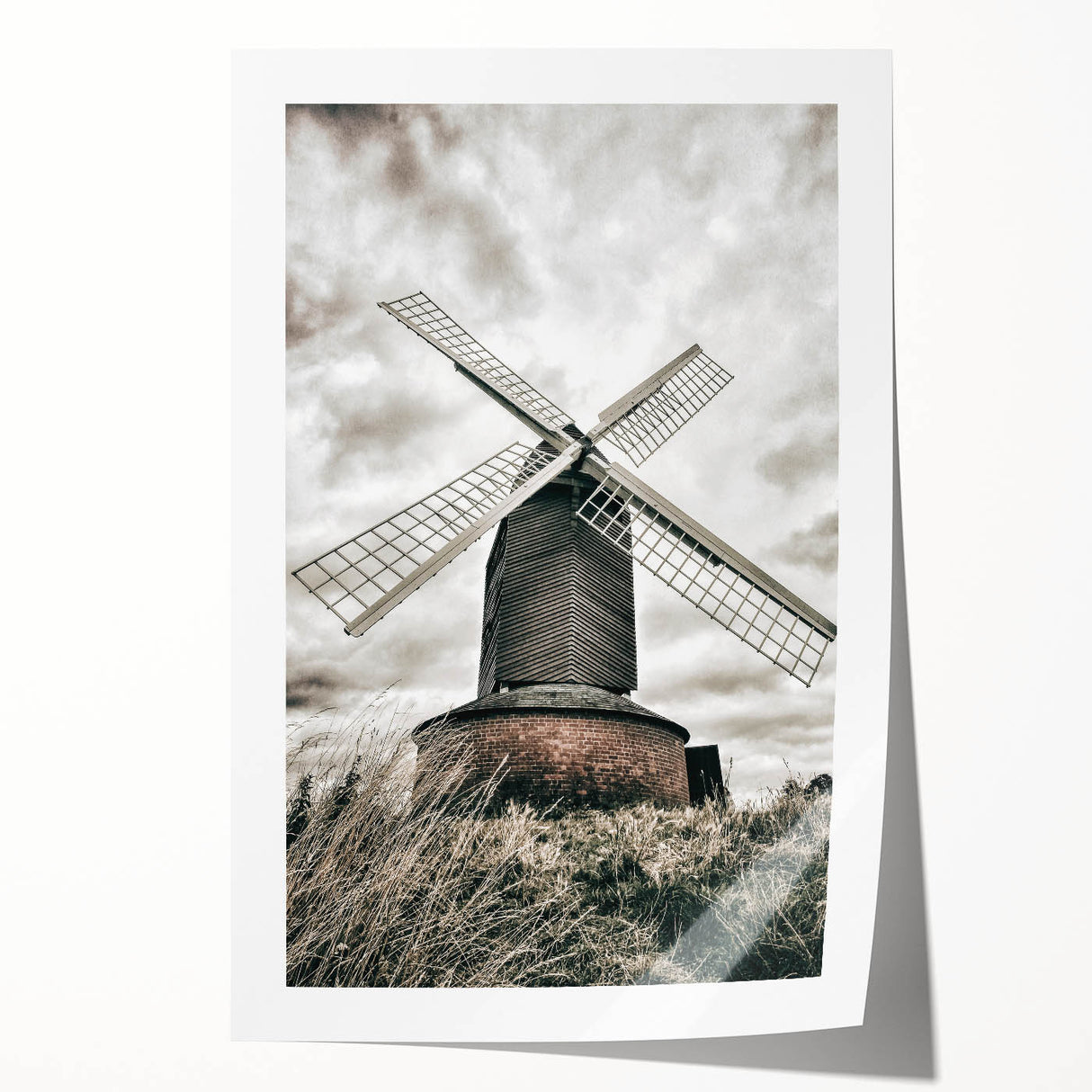 Farmhouse Wall Art – Classic Windmill with Dramatic Sky for Rustic Decor