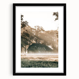 Farmhouse Wall Art – Serene Misty Countryside House for Rustic Decor