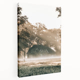 Farmhouse Wall Art – Serene Misty Countryside House for Rustic Decor
