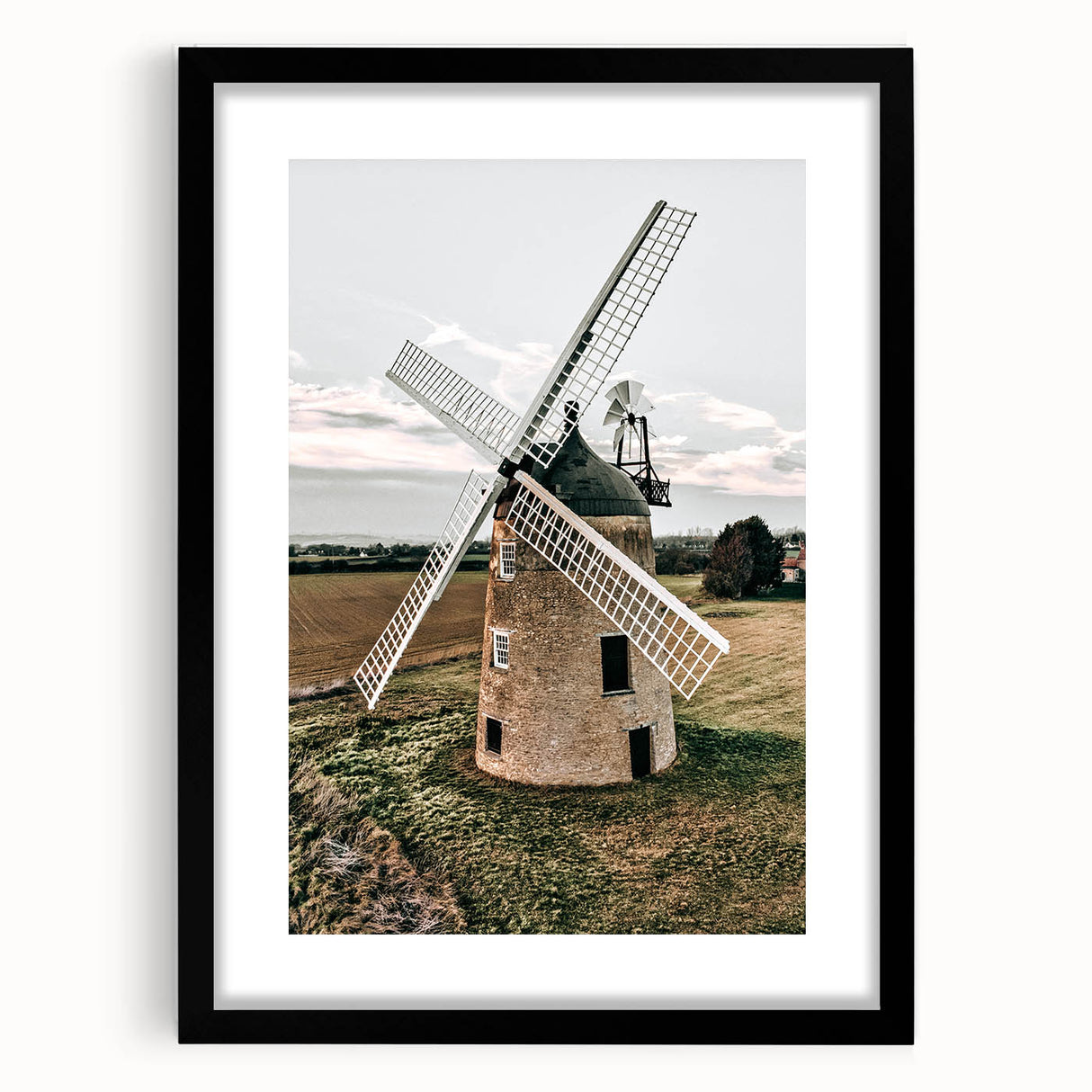 Farmhouse Wall Art – Classic Windmill in Rural Landscape for Rustic Decor