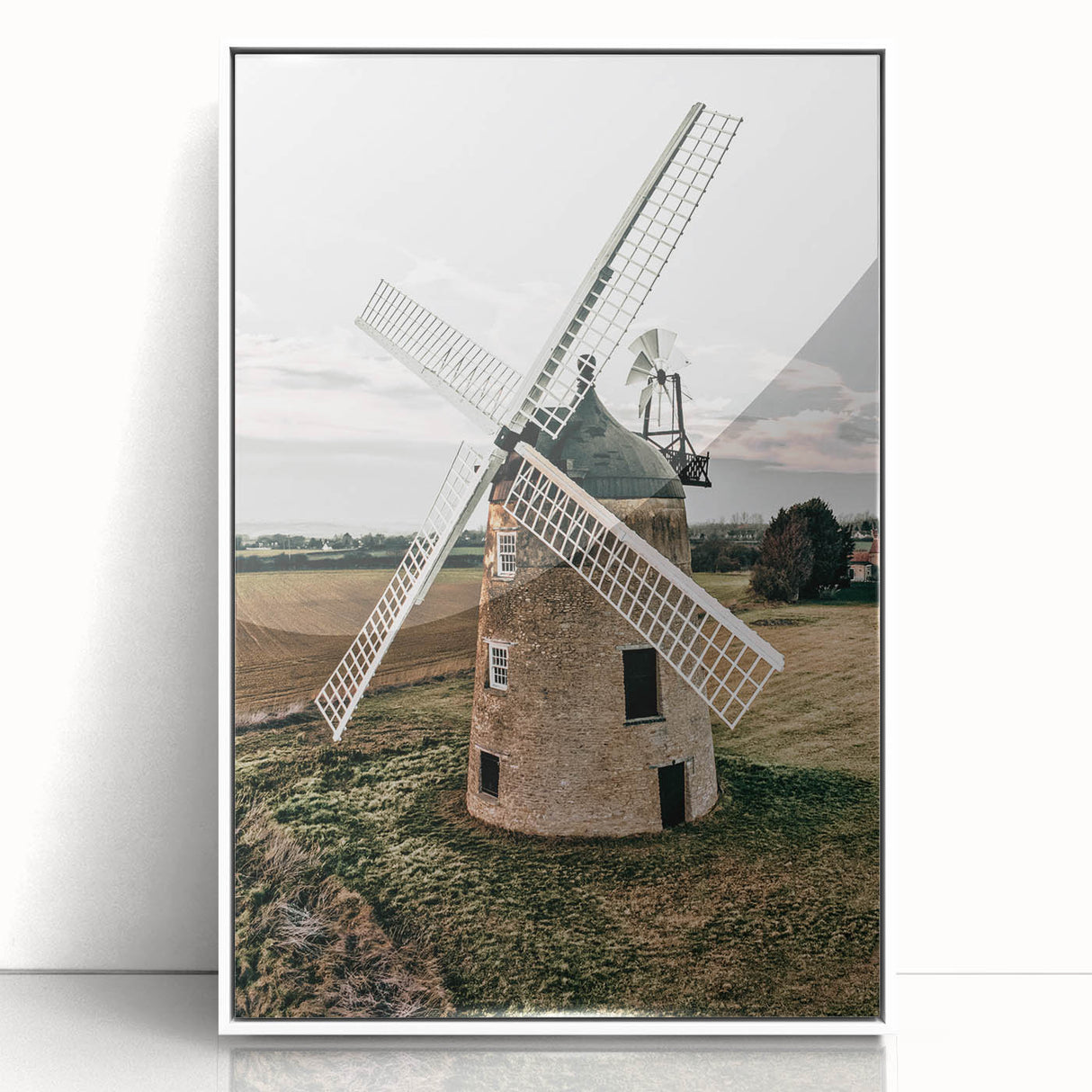 Farmhouse Wall Art – Classic Windmill in Rural Landscape for Rustic Decor