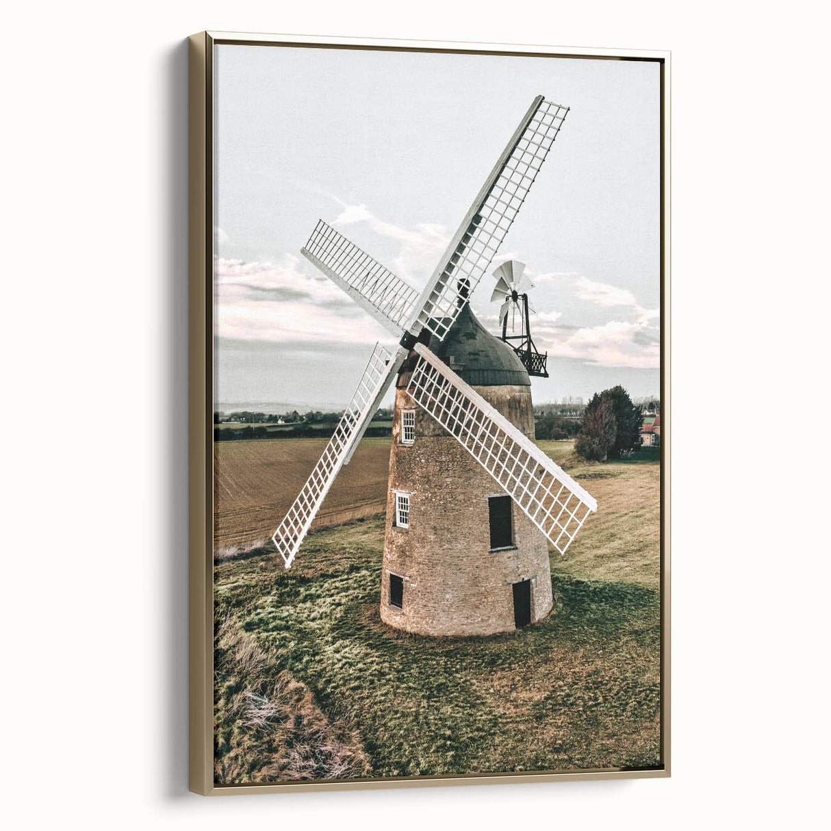 Farmhouse Wall Art – Classic Windmill in Rural Landscape for Rustic Decor