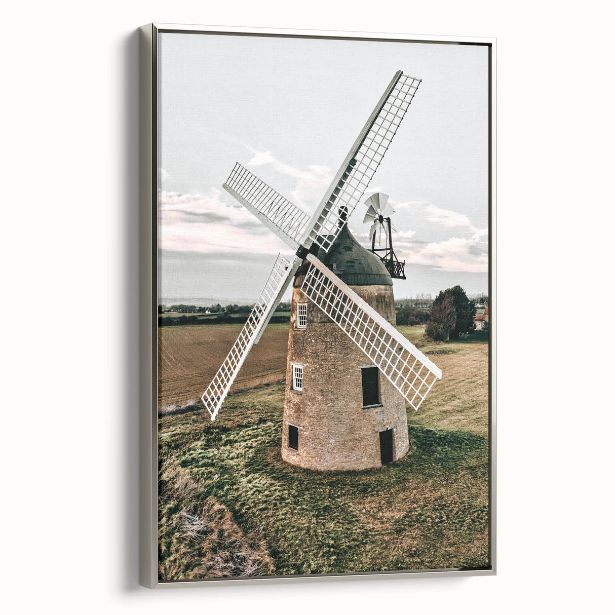 Farmhouse Wall Art – Classic Windmill in Rural Landscape for Rustic Decor