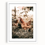 Farmhouse Wall Art – Rustic Chicken Scene for Country Style Decor