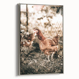 Farmhouse Wall Art – Rustic Chicken Scene for Country Style Decor