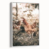 Farmhouse Wall Art – Rustic Chicken Scene for Country Style Decor