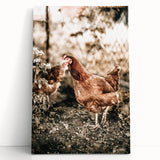 Farmhouse Wall Art – Rustic Chicken Scene for Country Style Decor