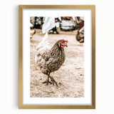 Farmhouse Wall Art – Rustic Chicken in Farmyard Scene for Country Decor