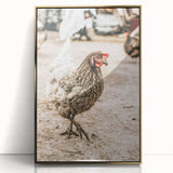Farmhouse Wall Art – Rustic Chicken in Farmyard Scene for Country Decor