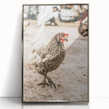 Farmhouse Wall Art – Rustic Chicken in Farmyard Scene for Country Decor