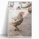 Farmhouse Wall Art – Rustic Chicken in Farmyard Scene for Country Decor
