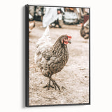 Farmhouse Wall Art – Rustic Chicken in Farmyard Scene for Country Decor