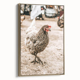 Farmhouse Wall Art – Rustic Chicken in Farmyard Scene for Country Decor