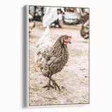Farmhouse Wall Art – Rustic Chicken in Farmyard Scene for Country Decor
