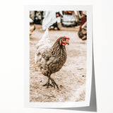 Farmhouse Wall Art – Rustic Chicken in Farmyard Scene for Country Decor
