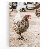 Farmhouse Wall Art – Rustic Chicken in Farmyard Scene for Country Decor