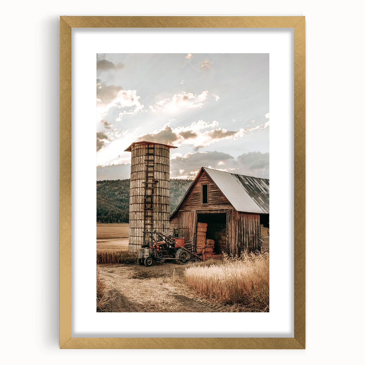 Farmhouse Wall Art – Rustic Barn and Silo Scene for Country Style Decor