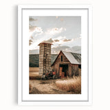 Farmhouse Wall Art – Rustic Barn and Silo Scene for Country Style Decor