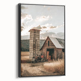 Farmhouse Wall Art – Rustic Barn and Silo Scene for Country Style Decor