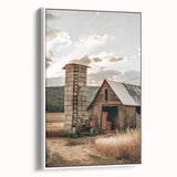 Farmhouse Wall Art – Rustic Barn and Silo Scene for Country Style Decor