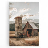 Farmhouse Wall Art – Rustic Barn and Silo Scene for Country Style Decor