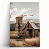 Farmhouse Wall Art – Rustic Barn and Silo Scene for Country Style Decor