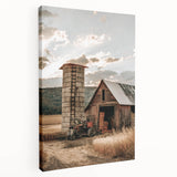 Farmhouse Wall Art – Rustic Barn and Silo Scene for Country Style Decor