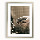 Farmhouse Wall Art – Hands Holding Soil for Rustic Country Decor