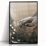 Farmhouse Wall Art – Hands Holding Soil for Rustic Country Decor