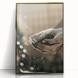 Farmhouse Wall Art – Hands Holding Soil for Rustic Country Decor