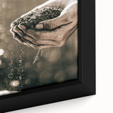 Farmhouse Wall Art – Hands Holding Soil for Rustic Country Decor