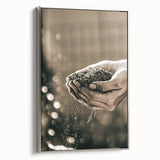 Farmhouse Wall Art – Hands Holding Soil for Rustic Country Decor