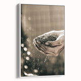 Farmhouse Wall Art – Hands Holding Soil for Rustic Country Decor