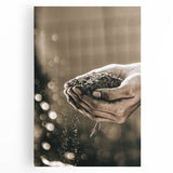 Farmhouse Wall Art – Hands Holding Soil for Rustic Country Decor