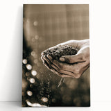 Farmhouse Wall Art – Hands Holding Soil for Rustic Country Decor