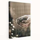 Farmhouse Wall Art – Hands Holding Soil for Rustic Country Decor