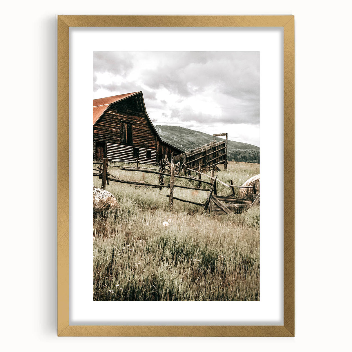 Farmhouse Wall Art: Rustic Barn Scene, Antique Country Style Decor