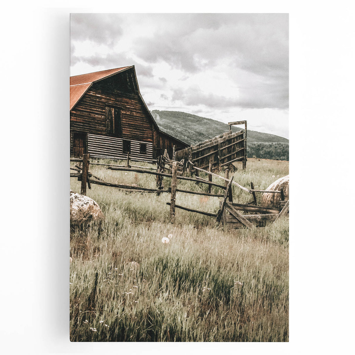 Farmhouse Wall Art: Rustic Barn Scene, Antique Country Style Decor