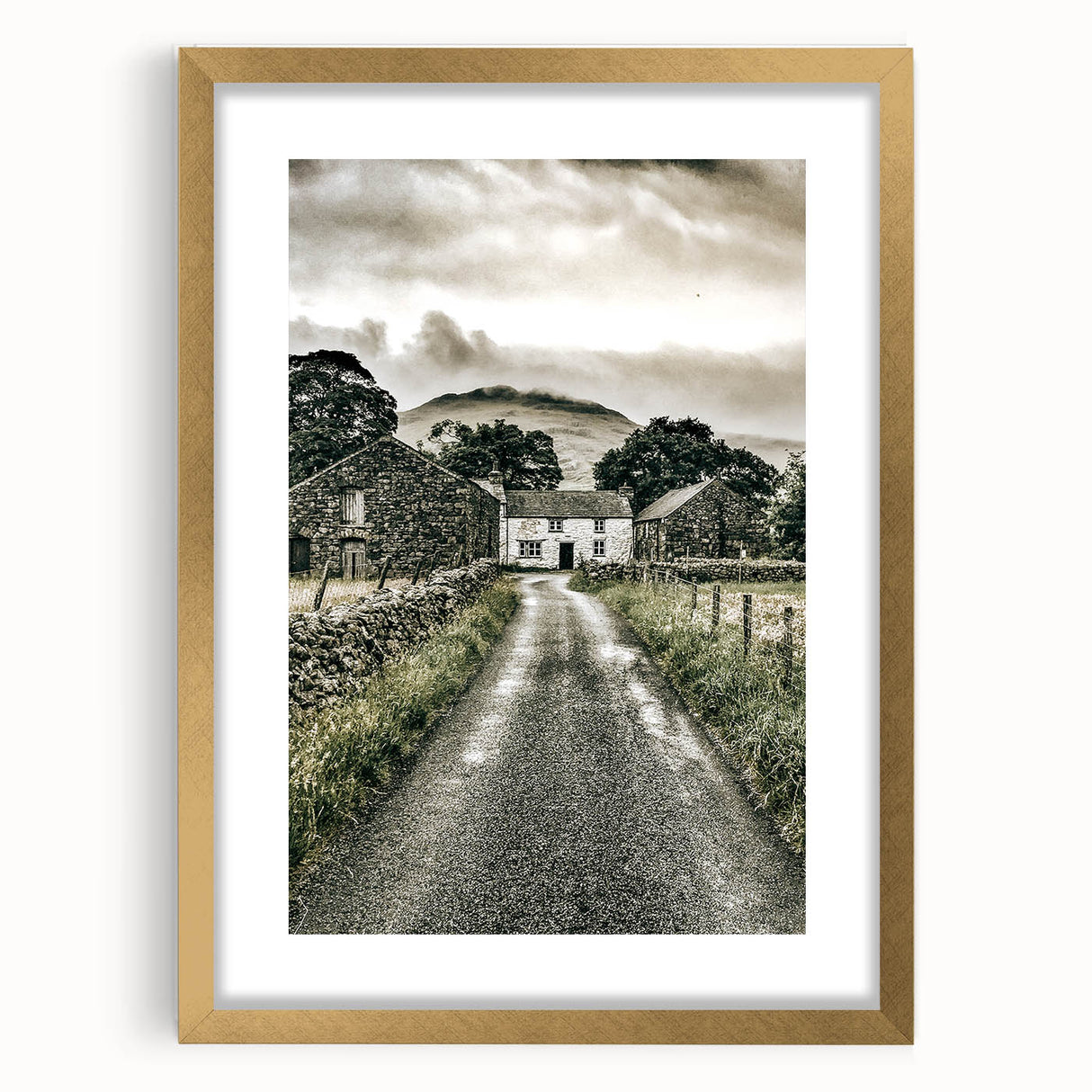 Farmhouse Wall Art: Stone Farmhouse Pathway, Rustic Country Charm Decor