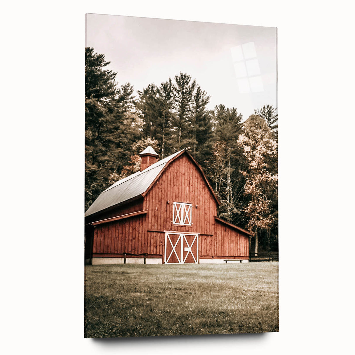 Farmhouse Wall Art: Red Barn in the Woods, Rustic Country Style Decor