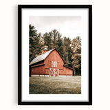 Farmhouse Wall Art: Red Barn in the Woods, Rustic Country Style Decor