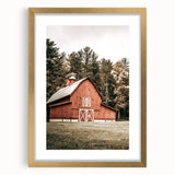 Farmhouse Wall Art: Red Barn in the Woods, Rustic Country Style Decor