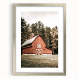 Farmhouse Wall Art: Red Barn in the Woods, Rustic Country Style Decor