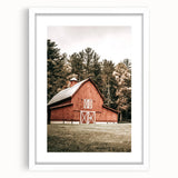 Farmhouse Wall Art: Red Barn in the Woods, Rustic Country Style Decor