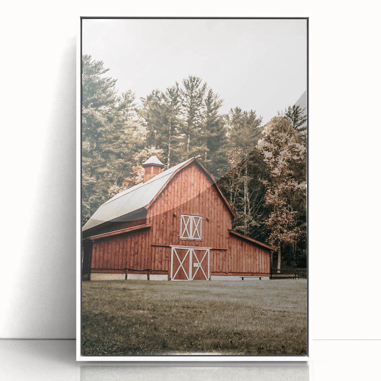 Farmhouse Wall Art: Red Barn in the Woods, Rustic Country Style Decor