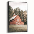 Farmhouse Wall Art: Red Barn in the Woods, Rustic Country Style Decor