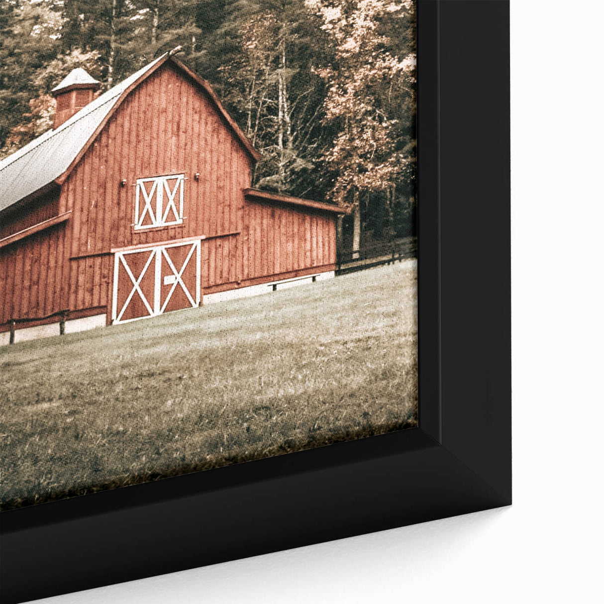 Farmhouse Wall Art: Red Barn in the Woods, Rustic Country Style Decor