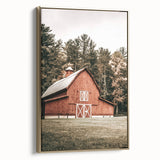 Farmhouse Wall Art: Red Barn in the Woods, Rustic Country Style Decor