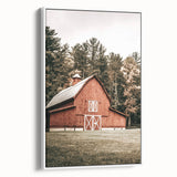 Farmhouse Wall Art: Red Barn in the Woods, Rustic Country Style Decor